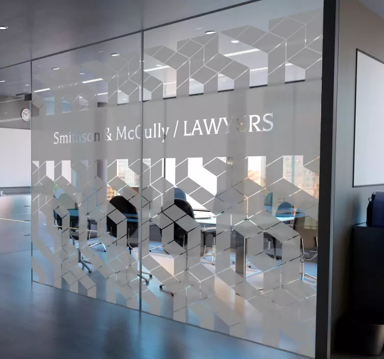 Autocolante para escritório padrão geométrico de cubos personaliz - TenStickers