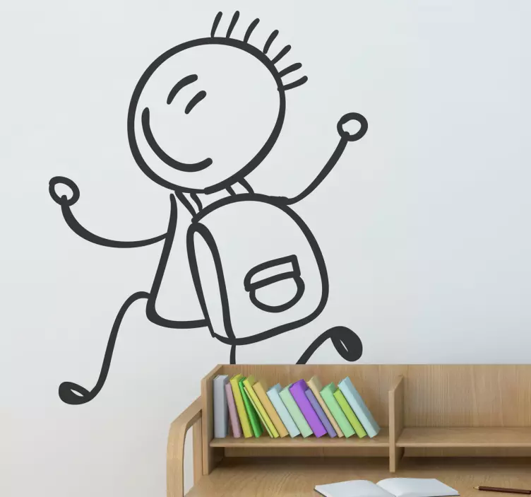 Autocolante infantil menino com mochila - TenStickers