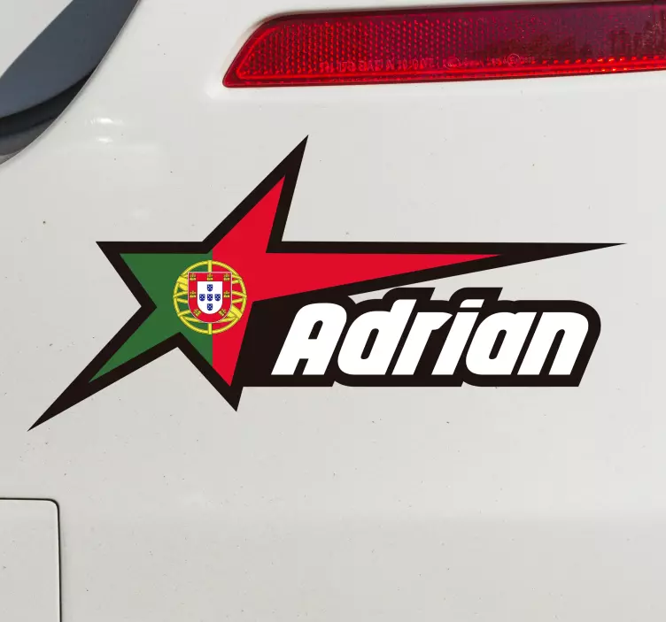 Autocolante para carro bandeira Portugal com nome - TenStickers