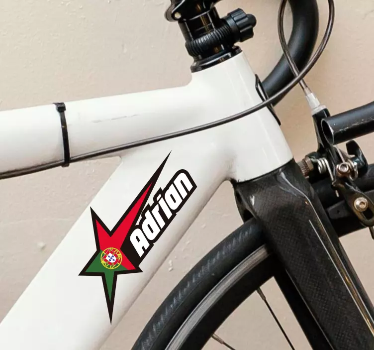 Autocolantes vinil para bicicletas Bandeira de portugal e nome pe - TenStickers