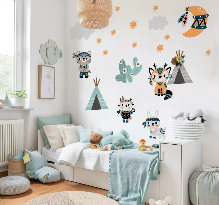 Autocolante de ilustrações animais de estilo indiano - TenStickers