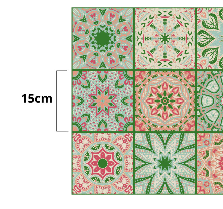 Autocolante decorativo azulejos com padrão colorido - TenStickers