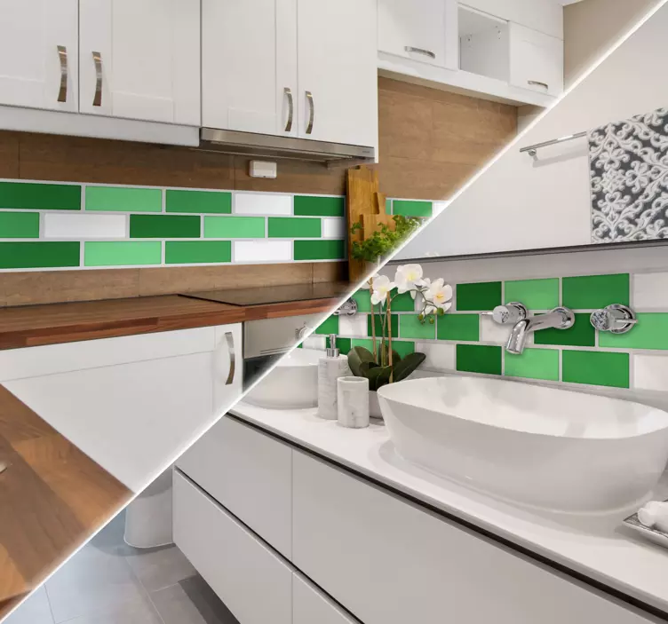Adesivo de parede azulejos telhas verdes - TenStickers