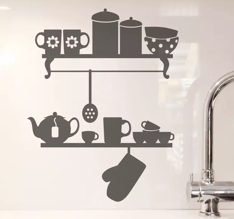 Adesivo de parede decorativo cozinha estantes - TenStickers