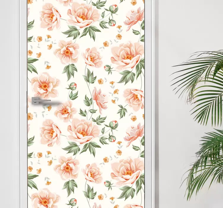 Adesivo de porta com flores - TenStickers