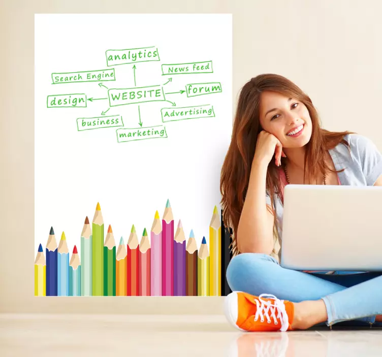 Adesivo de quadro branco com lápis de cor - TenStickers