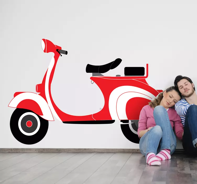 Adesivo decorativo de mota vespa vermelha - TenStickers