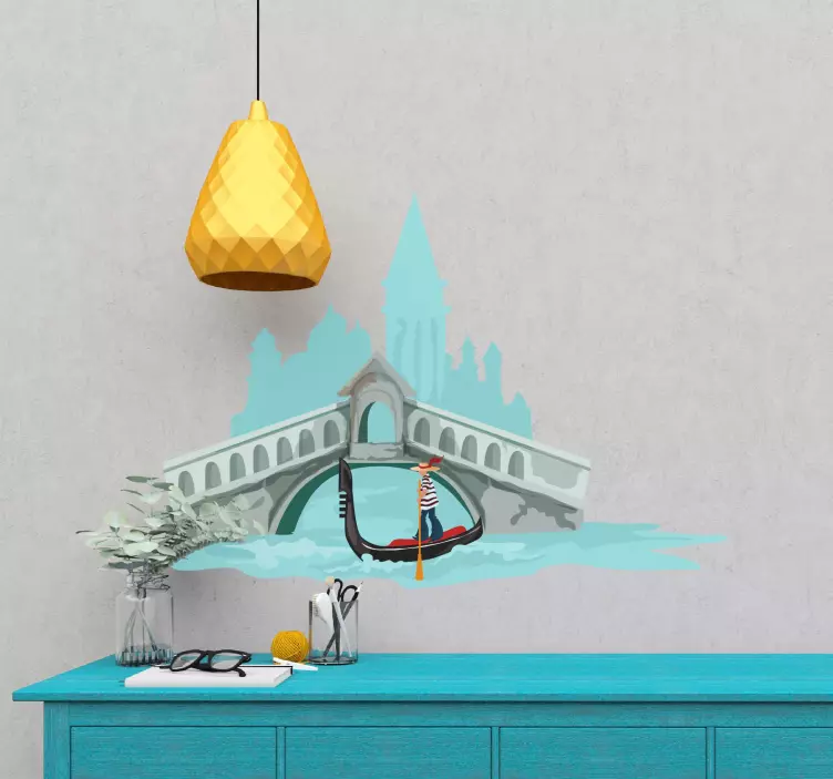 Autocolante animal cena de gôndola veneziana - TenStickers