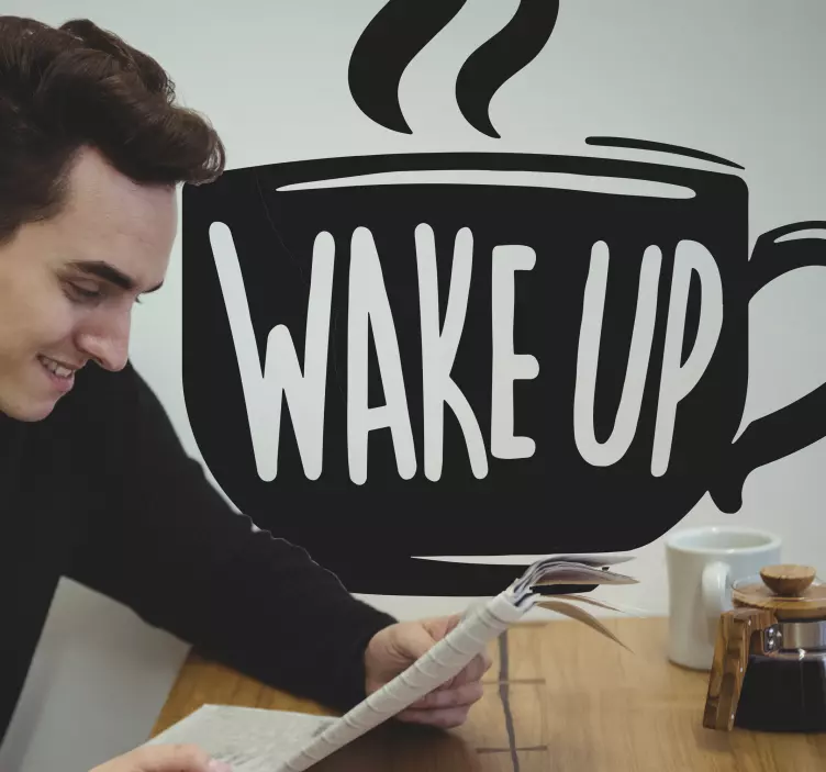 Autocolante animal citação motivacional sobre café - TenStickers