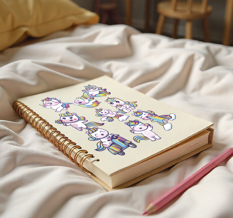 Autocolante educativo conjunto de design de unicórnio - TenStickers