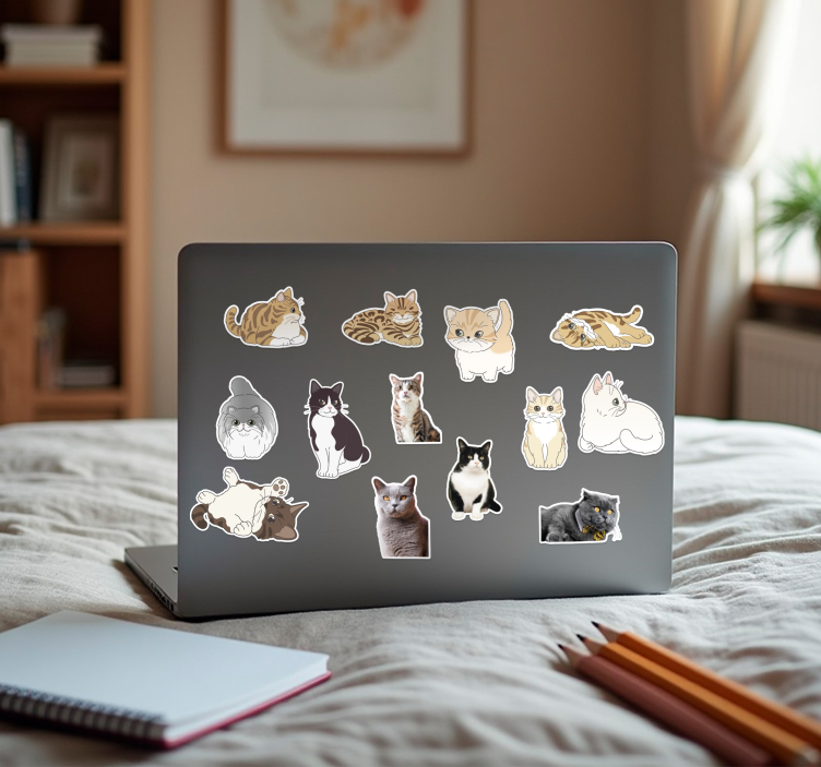 Autocolante para portátil coleção para gatos pequenos - TenStickers