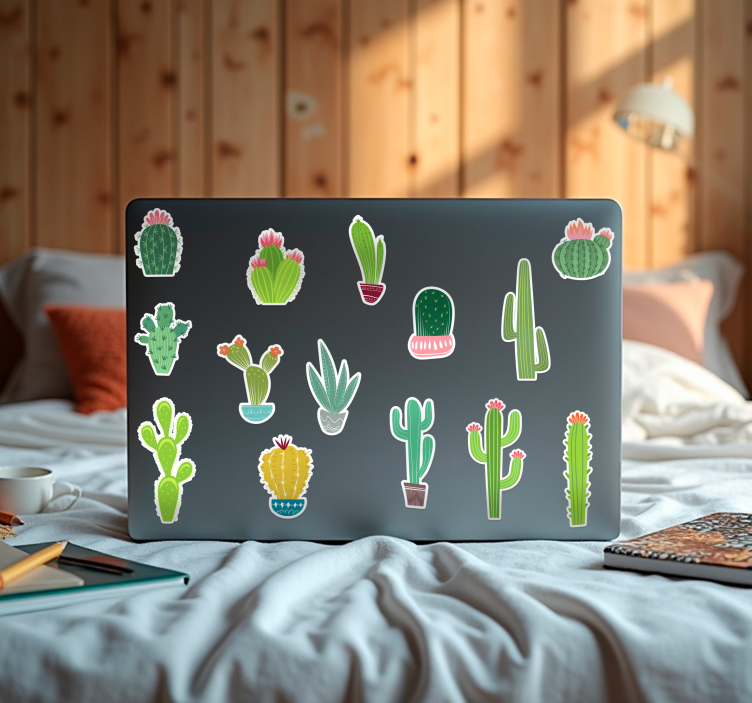Autocolante para portátil conjunto de desenhos de cactos - TenStickers