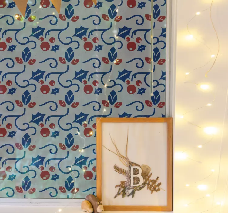 Autocolante natureza fundo azul floral - TenStickers