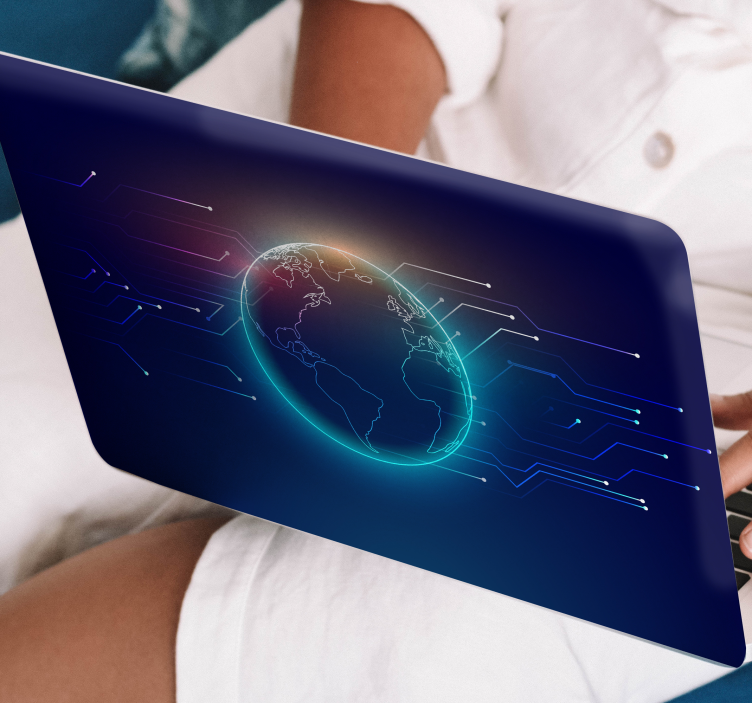 Autocolante para laptop globo com linhas de rede - TenStickers