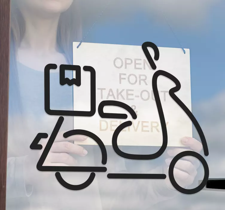 Autocolante para montras ícone de entrega de scooter - TenStickers