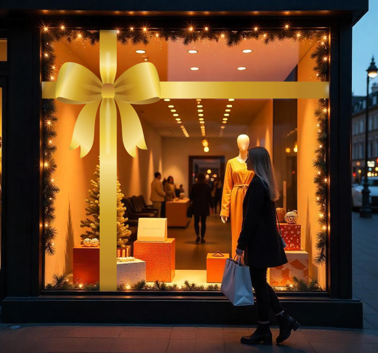 Autocolante animal laço de presente dourado - TenStickers