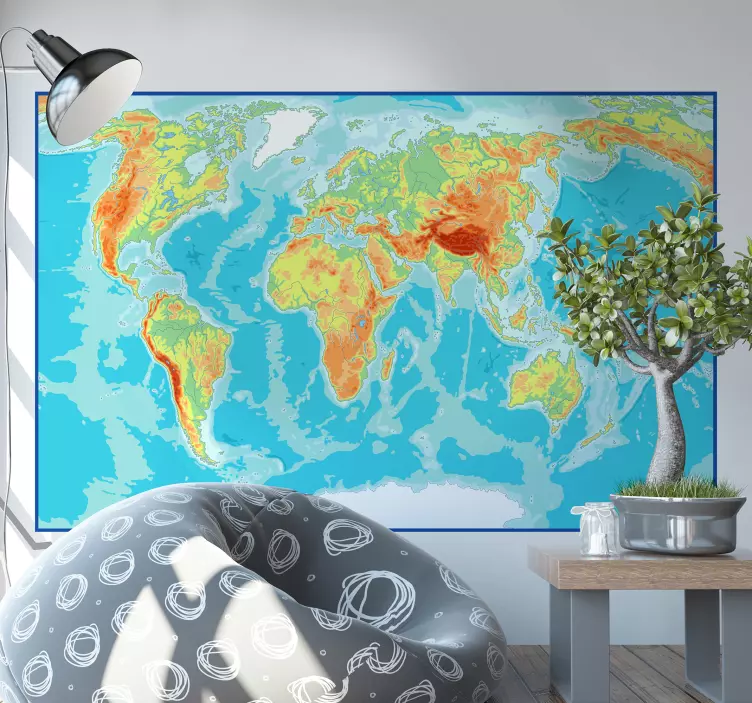 Autocolante animal mapa global vibrante - TenStickers