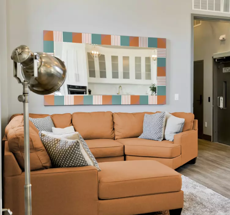 Autocolante animal moldura geométrica colorida - TenStickers