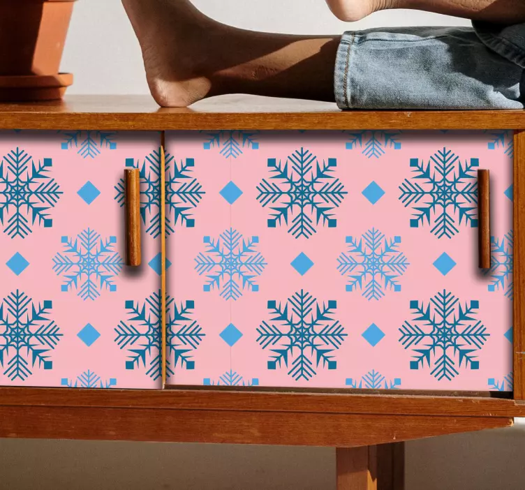 Autocolante animal padrão de floco de neve rosa - TenStickers