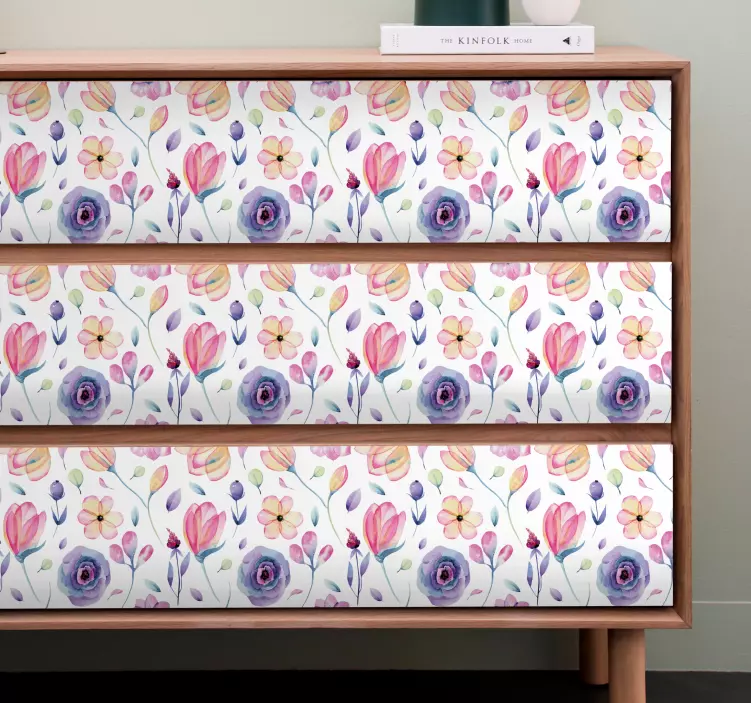 Autocolante para móveis padrão de florescimento floral - TenStickers