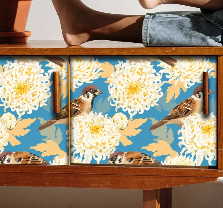 Autocolante para móveis pássaros crisântemos - TenStickers