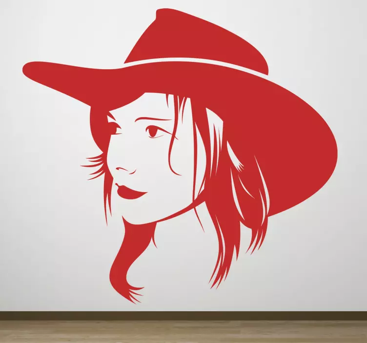 Autocolante animal perfil de silhueta de cowgirl - TenStickers