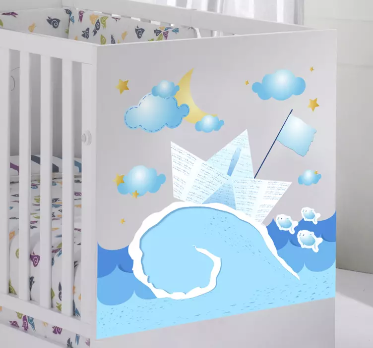 Adesivo infantil barco de papel - TenStickers