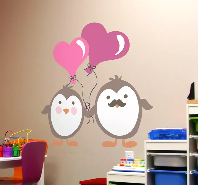 Adesivo infantil pinguins amor - TenStickers