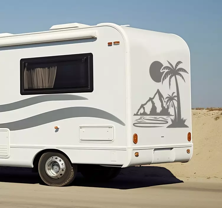 Autocolante Árvore de palmeira e montanhas - TenStickers