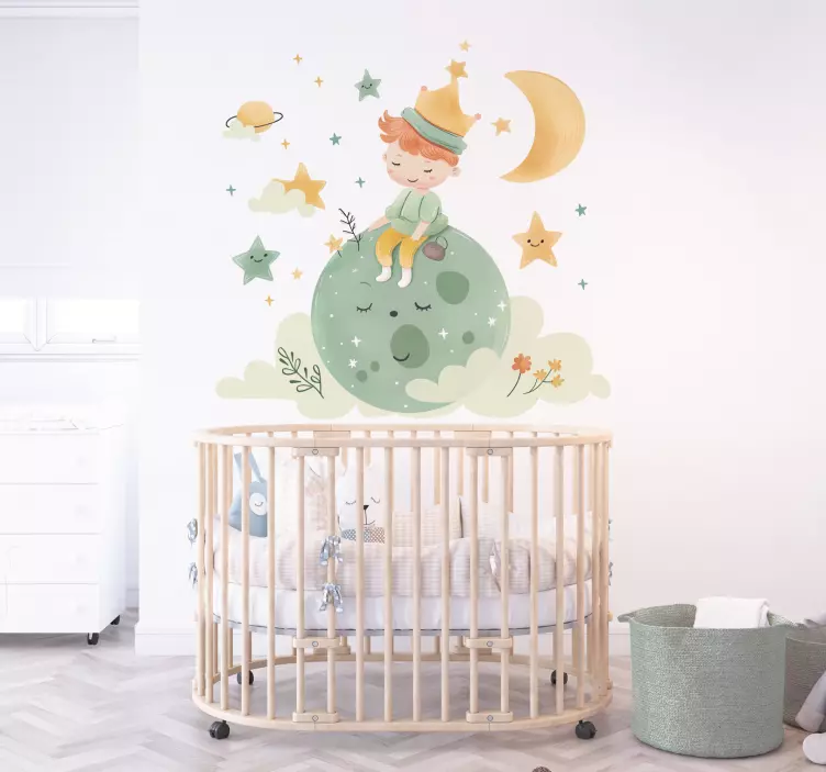 Adesivo para quarto infantil com garoto na lua - TenStickers