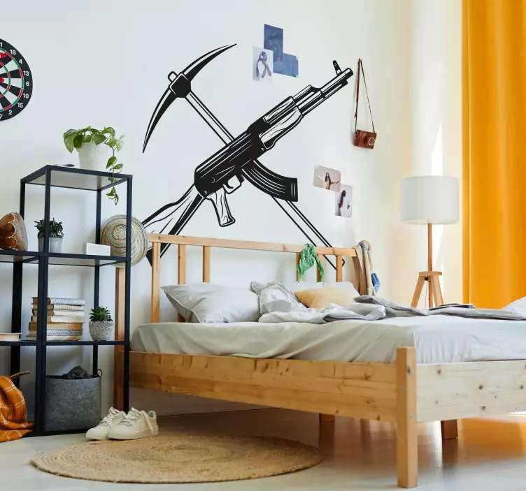 Autocolante videojogos picareta submetralhadora - TenStickers