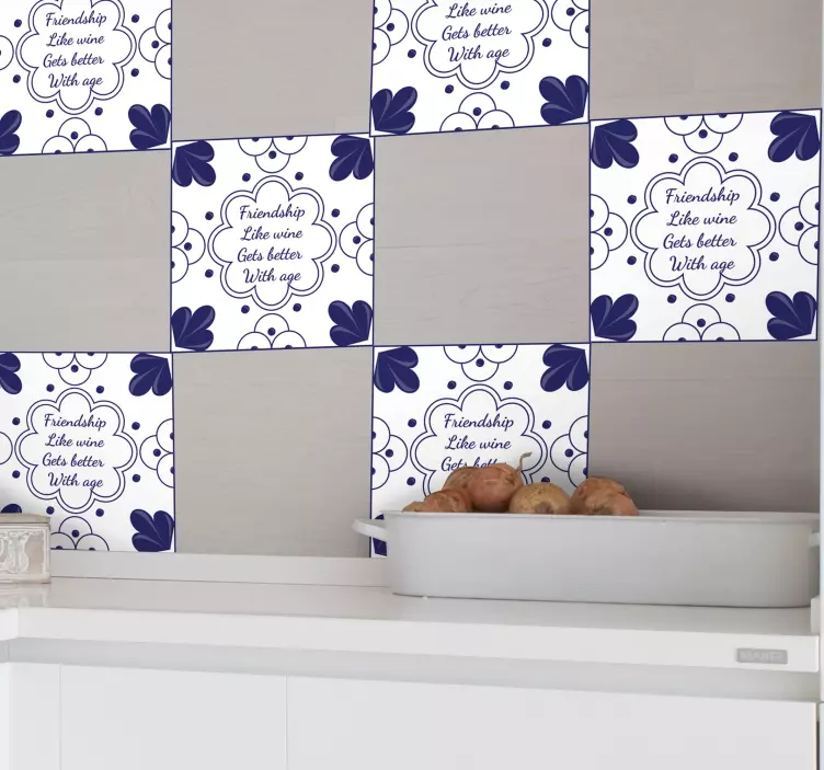 Autocolantes azulejos decorativos Amizade é como vinho - TenStickers