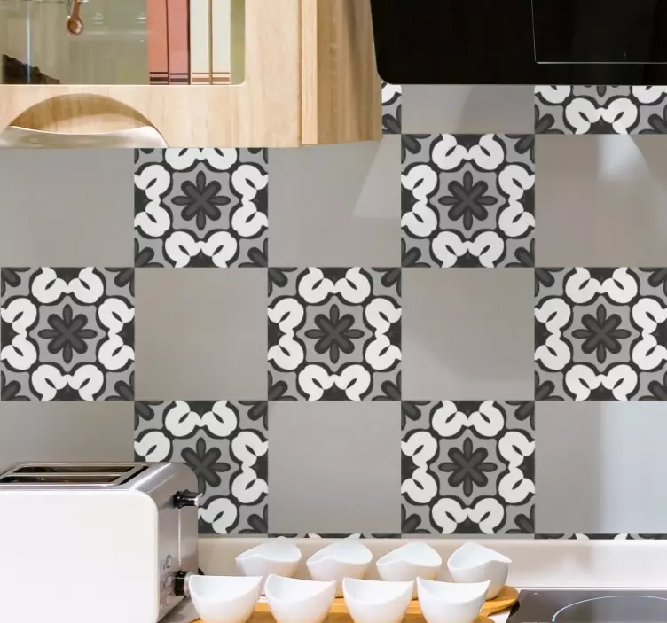 Autocolantes azulejos decorativos Estilo gracia cinza hidráulico - TenStickers