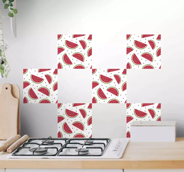 Autocolantes azulejos decorativos Melancia com sementes - TenStickers