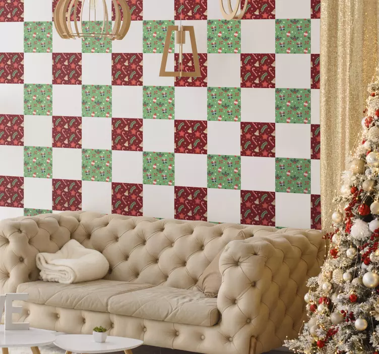 Autocolantes azulejos decorativos Padrão de doces de natal - TenStickers