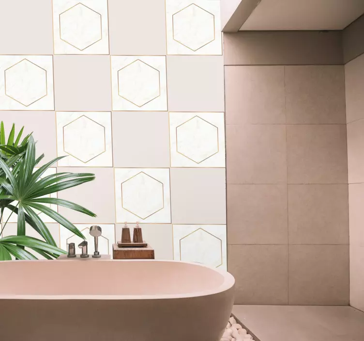Autocolantes azulejos decorativos Padrão de ladrilhos hexagonais  - TenStickers
