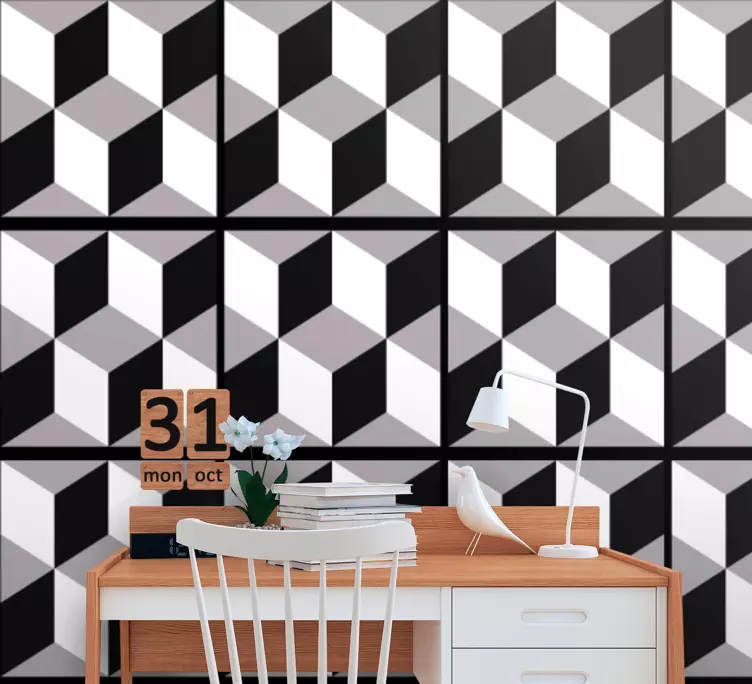 Autocolantes azulejos decorativos Projeto de cimento cúbico - TenStickers