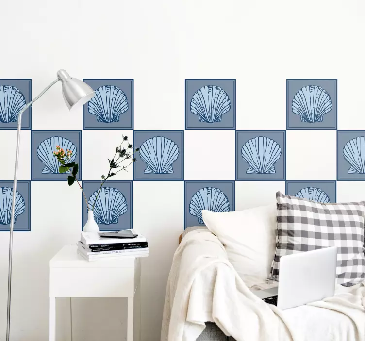 Autocolantes azulejos decorativos Tons de concha azul - TenStickers