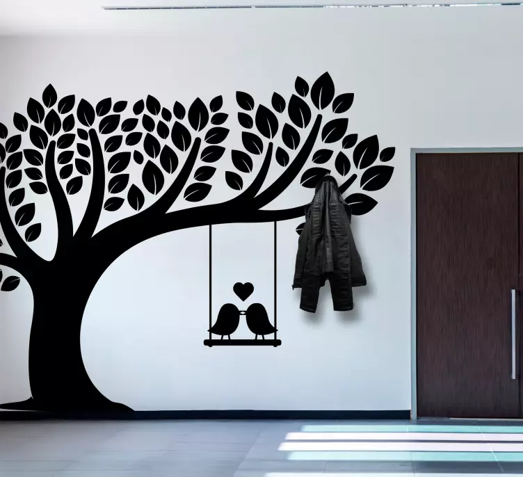 Autocolante cabide Balanço da árvore com pássaros - TenStickers