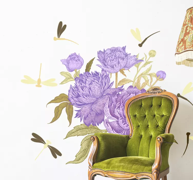 Autocolante animal arranjo de peônias lavanda - TenStickers