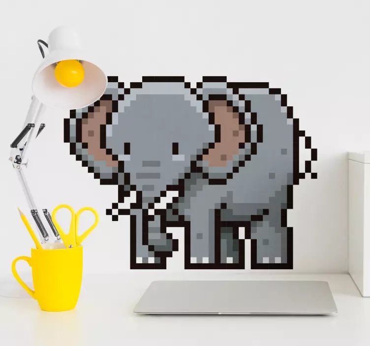 Autocolante animal figura de elefante pixelada - TenStickers
