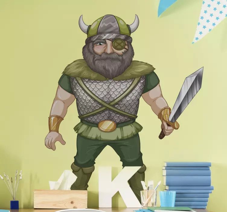Autocolante animal ilustração de guerreiro viking - TenStickers