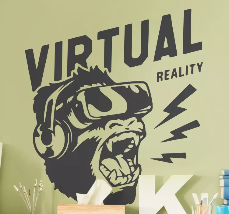Autocolante animal macaco de realidade virtual - TenStickers