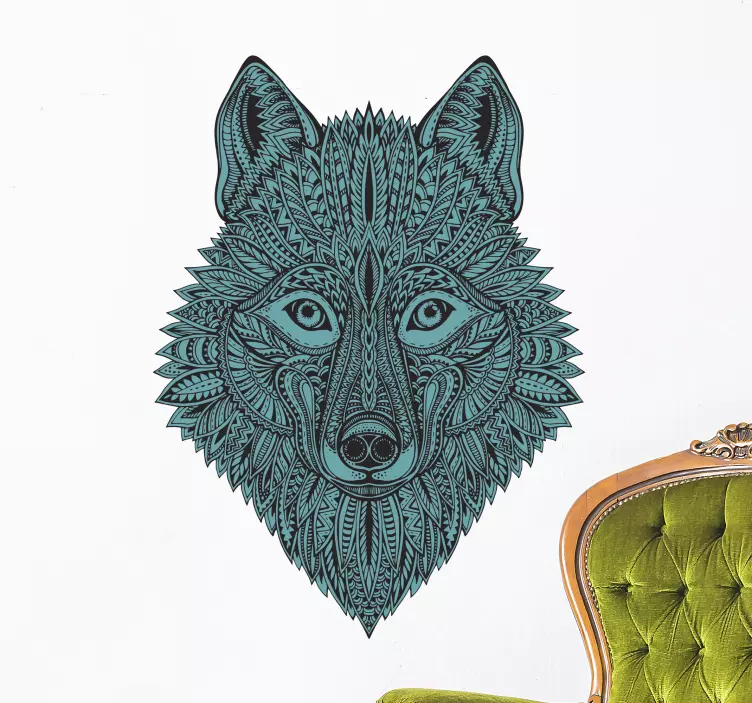 Autocolante animal motivo de lobo intricado - TenStickers