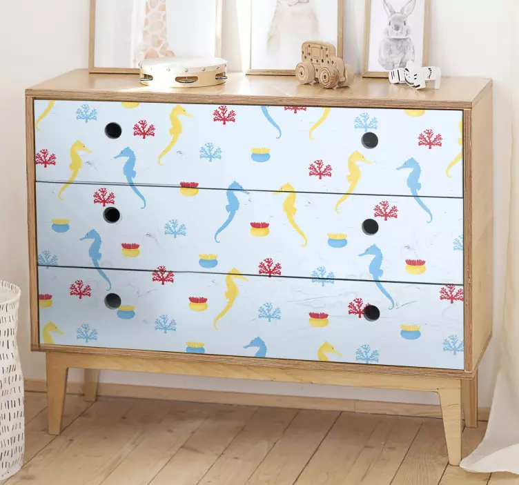 Autocolante animal padrão de cavalo-marinho divertido - TenStickers