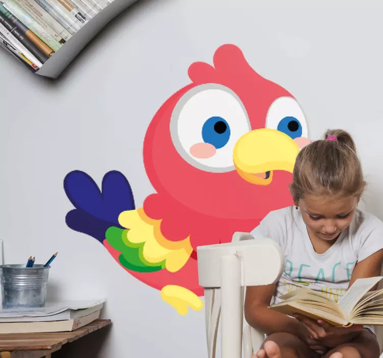 Autocolante animal papagaio de desenho animado colorido - TenStickers