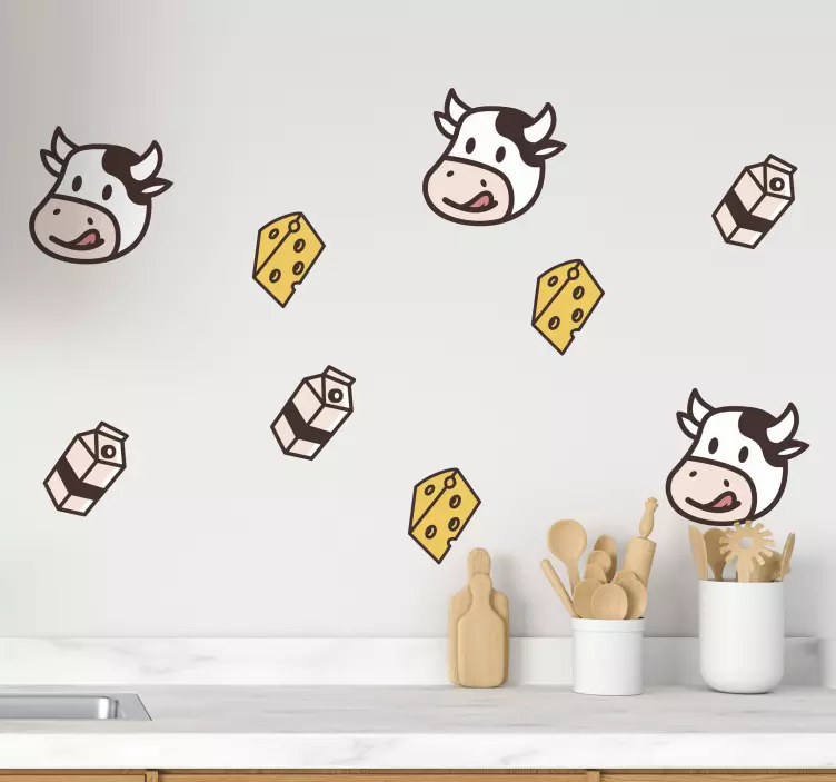 Autocolante animal personagens fofinhos de vacas - TenStickers