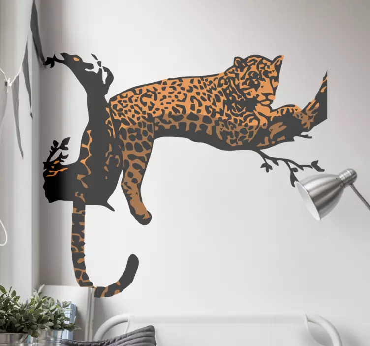 Autocolante animal selvagem leopardo no galho - TenStickers