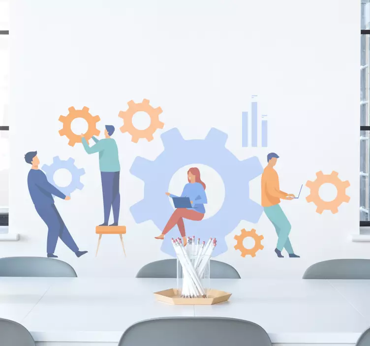 Autocolante animal trabalho em equipe e engrenagens - TenStickers