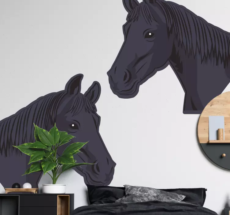 Autocolante animal selvagem desenho de cabeça de cavalo - TenStickers